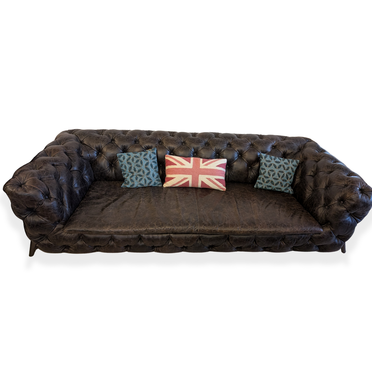 Vintage Dark Brown Chesterfield Style Leather Sofa