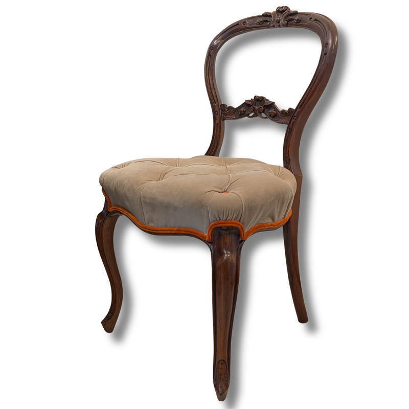 Balloon-Back Chairs With Tufted Upholstery [SOLD]
