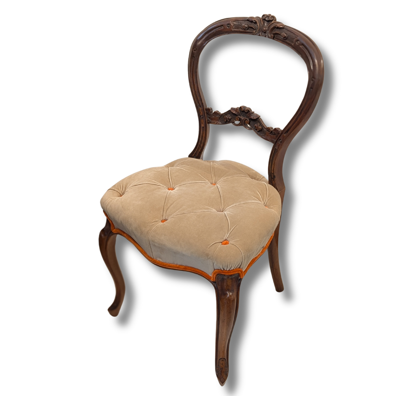 Balloon-Back Chairs With Tufted Upholstery [SOLD]