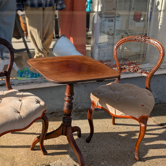 Balloon-Back Chairs With Tufted Upholstery