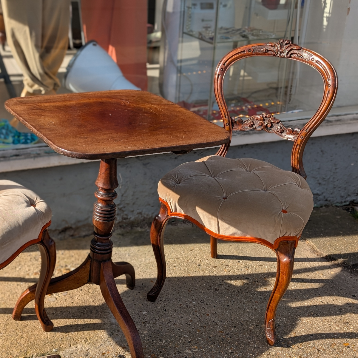 Balloon-Back Chairs With Tufted Upholstery [SOLD]