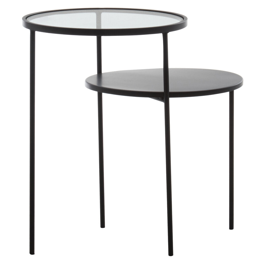 Trento End Table With Glass And Metal Tops