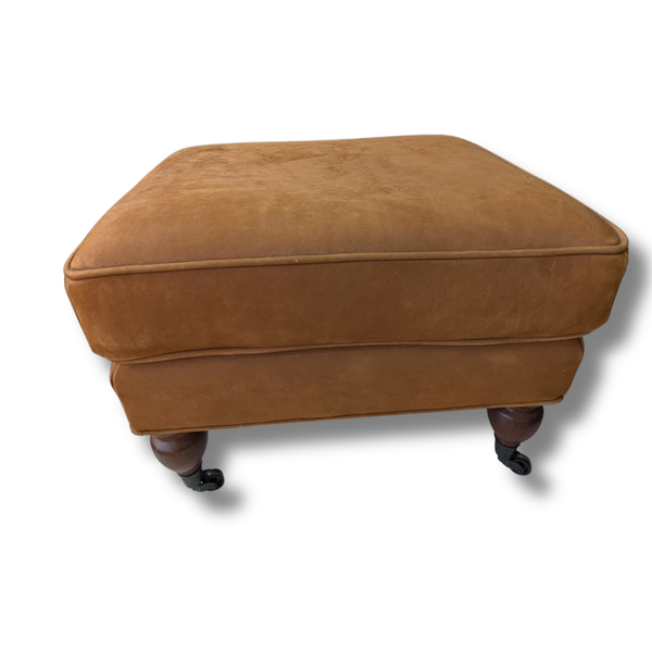 Umber Pottery Barn Footstool with Rolling Feet