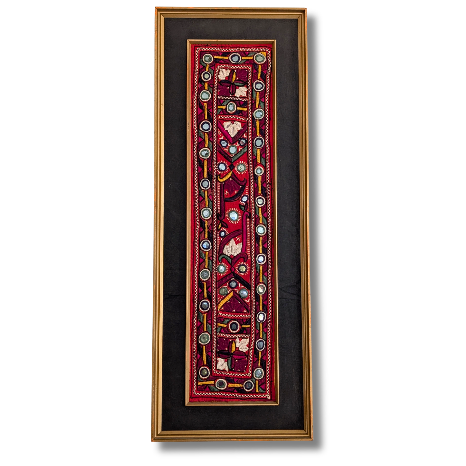 Framed Pakistani Embroidered Textile Wall Hanging