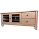 Oak-Veneered Tv / Media Unit With Glass Panel Top