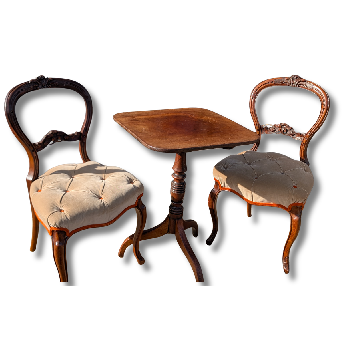 Balloon-Back Chairs With Tufted Upholstery [SOLD]