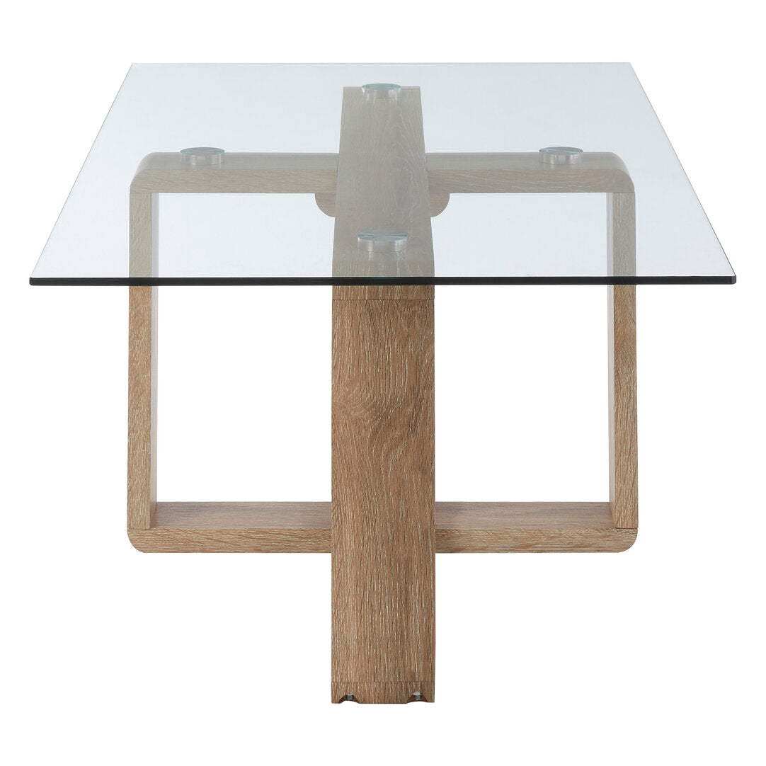 Barton Glass Coffee Table with Wood Effect Legs