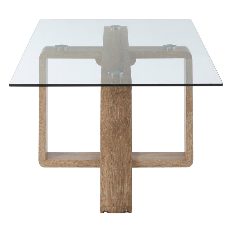 Barton Glass Coffee Table with Wood Effect Legs