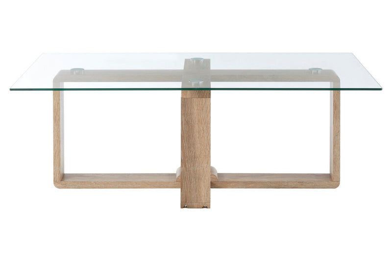 Barton Glass Coffee Table with Wood Effect Legs