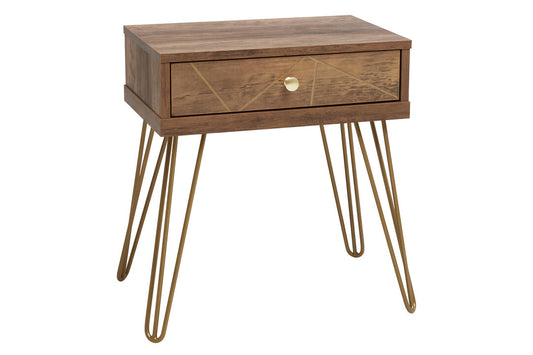 Flori 1 Drawer Draw Side Table with Hairpin Legs