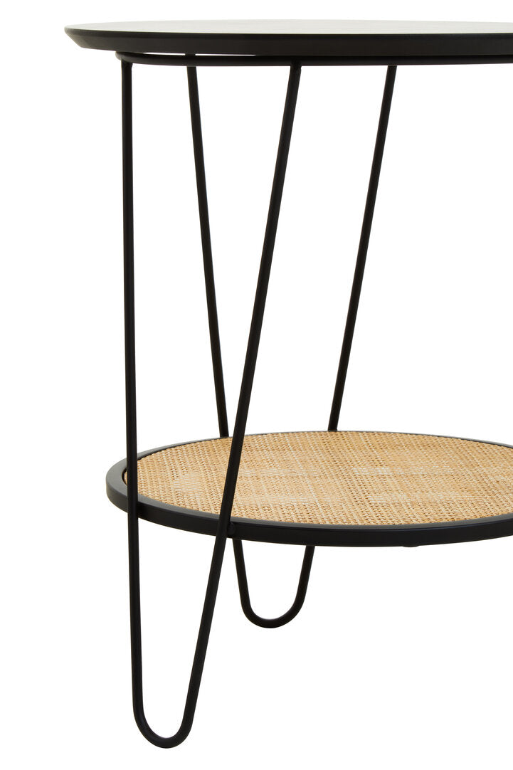 Depok Rattan And Metal Side Table With Hairpin Legs