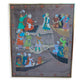 Hand-painted Mughal Scene On Silk, Gold Coloured -framed