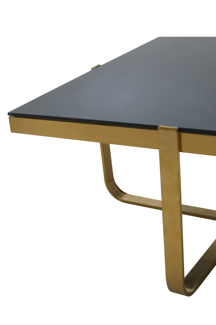 Alana Square Coffee Table with Gold Frame and Black Glass