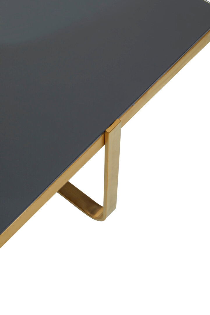 Alana Square Coffee Table with Gold Frame and Black Glass