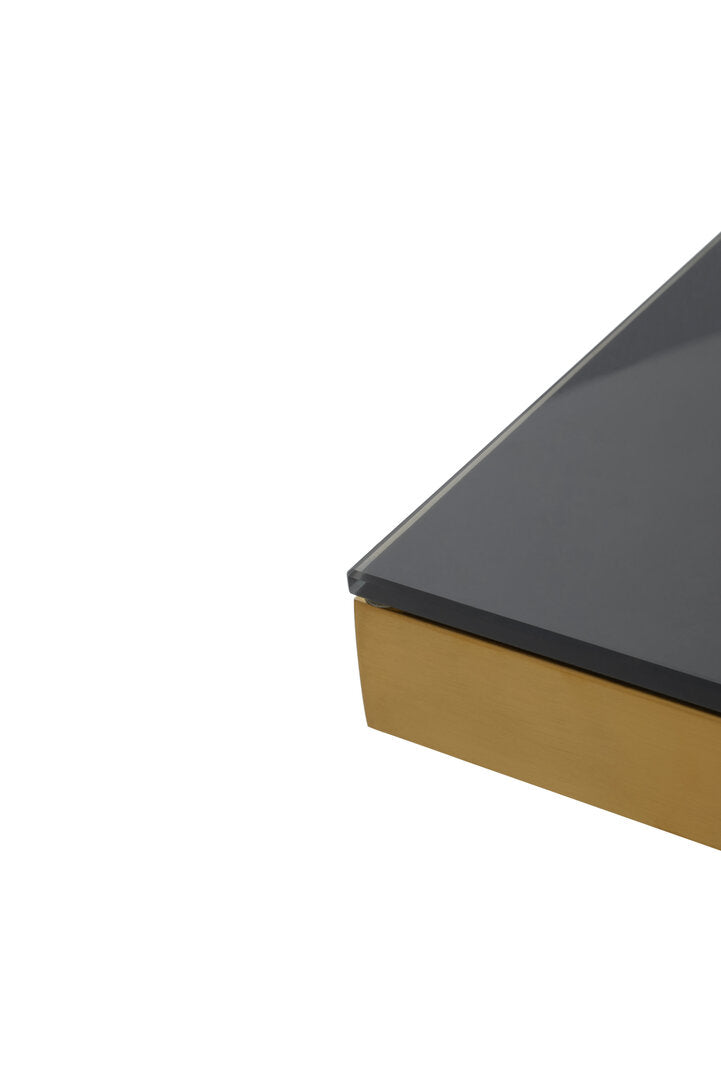 Alana Square Coffee Table with Gold Frame and Black Glass