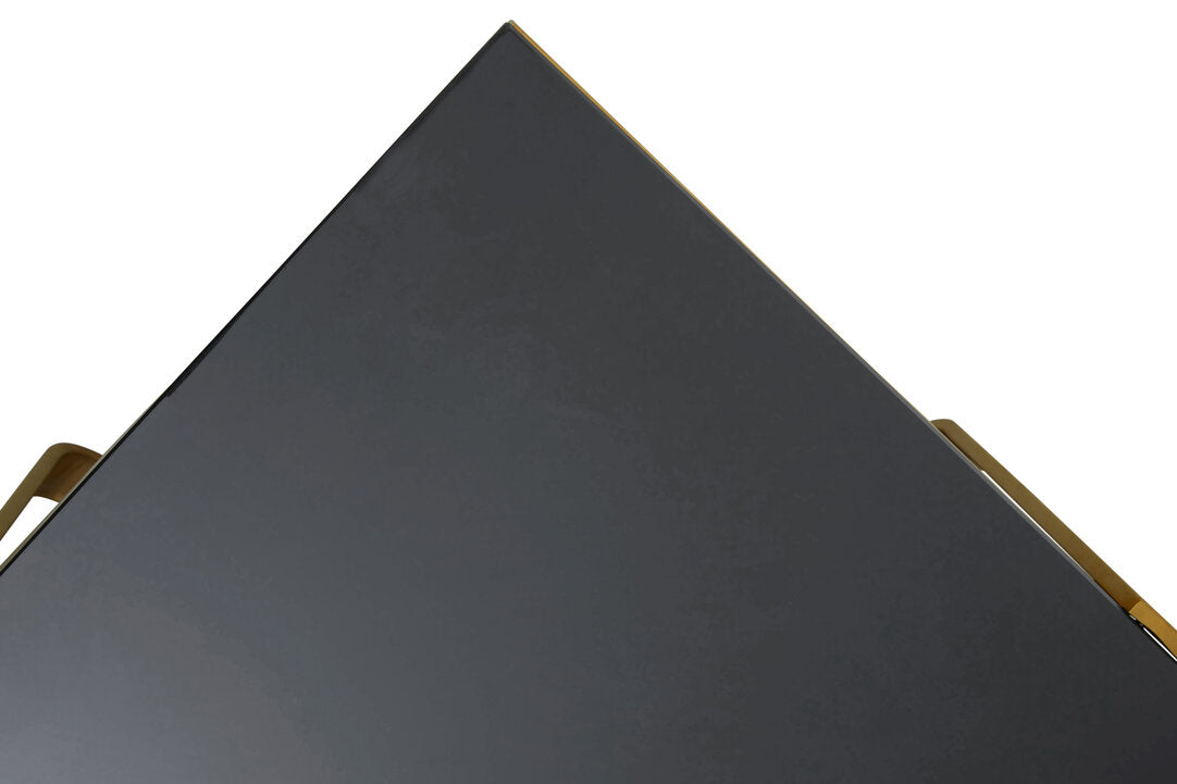 Alana Square Coffee Table with Gold Frame and Black Glass