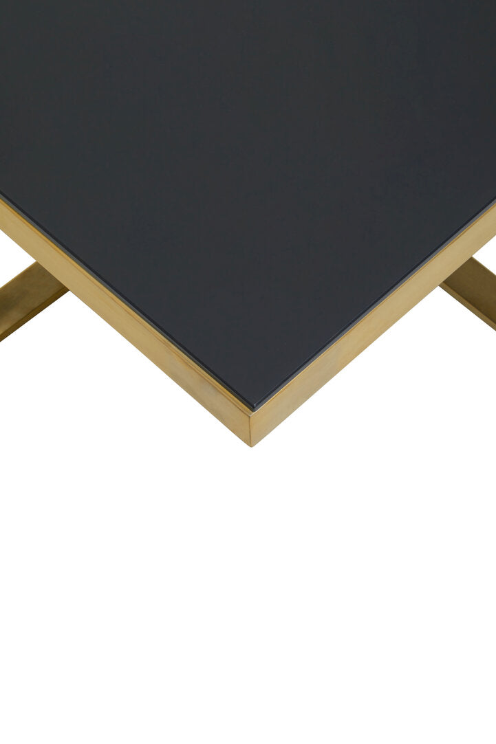Alana Square Coffee Table with Gold Frame and Black Glass