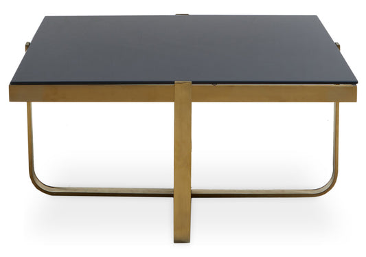 Alana Square Coffee Table with Gold Frame and Black Glass