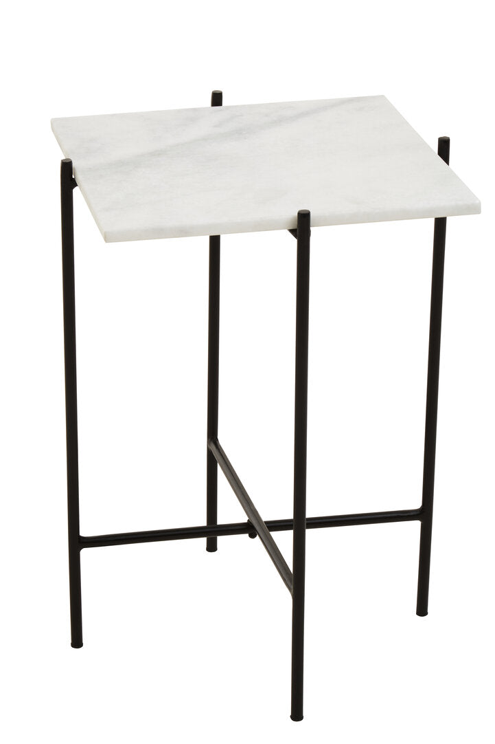 Mandoli White Marble Side Table