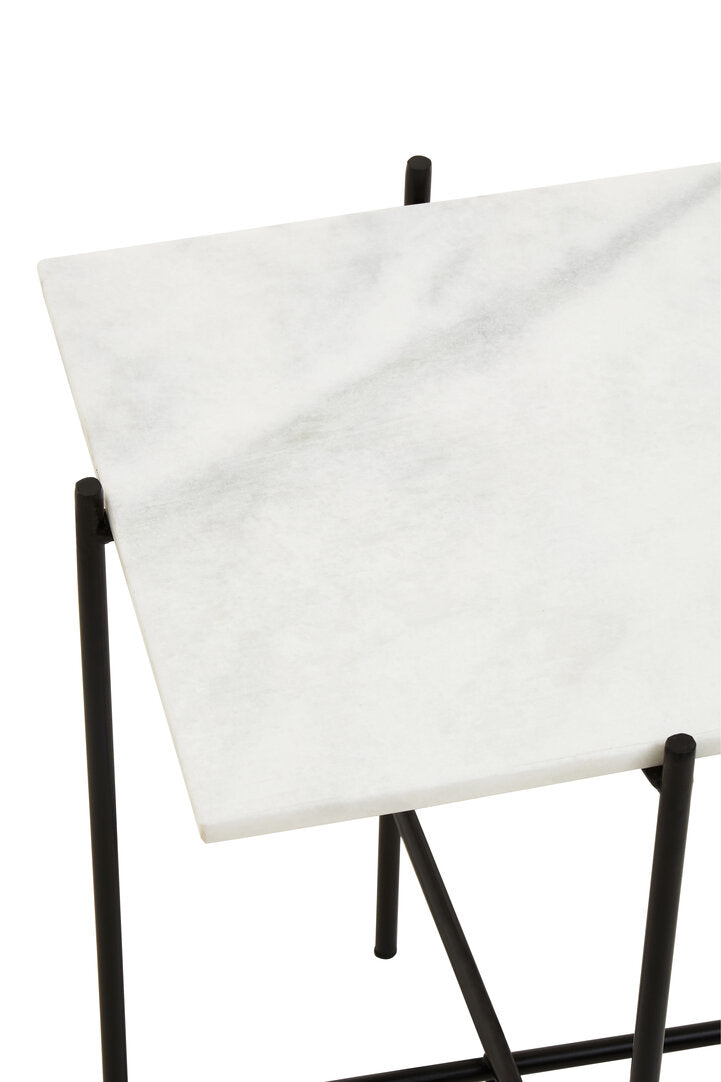 Mandoli White Marble Side Table