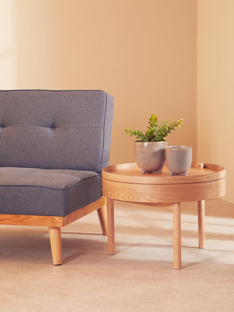 Viborg Revolving Top Side Table with Storage