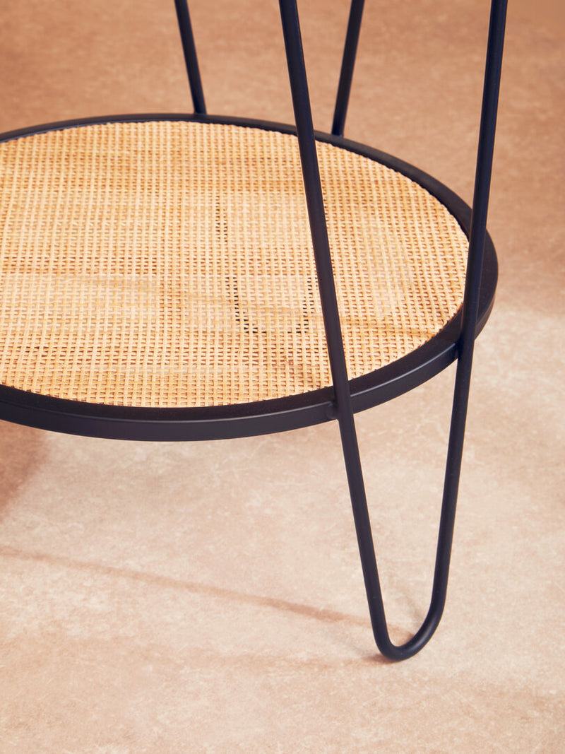 Depok Rattan And Metal Side Table With Hairpin Legs