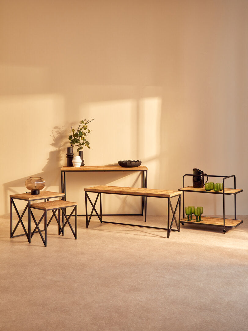 Kickford Parquet Fir Wood Coffee Table