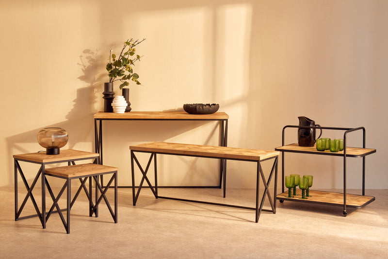 Kickford Parquet Fir Wood Coffee Table