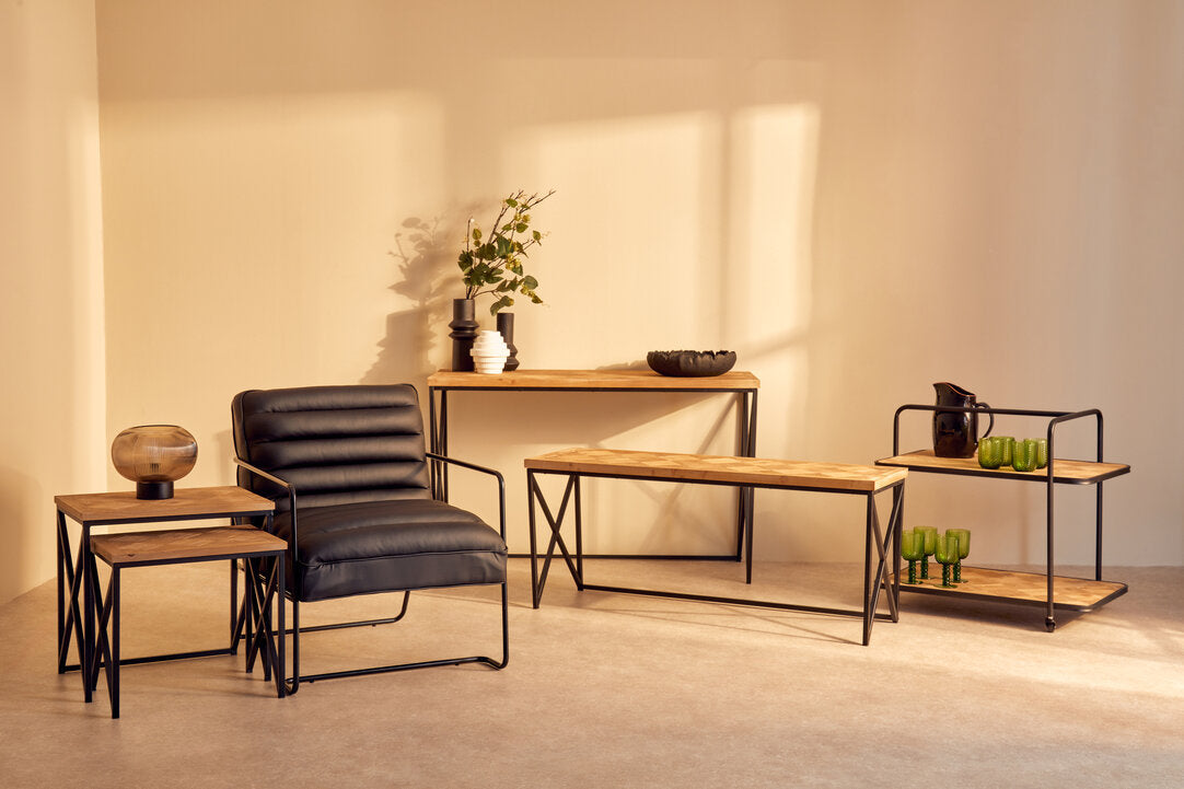 Kickford Parquet Fir Wood Coffee Table