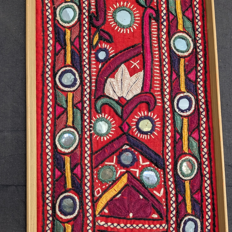 Framed Pakistani Embroidered Textile Wall Hanging