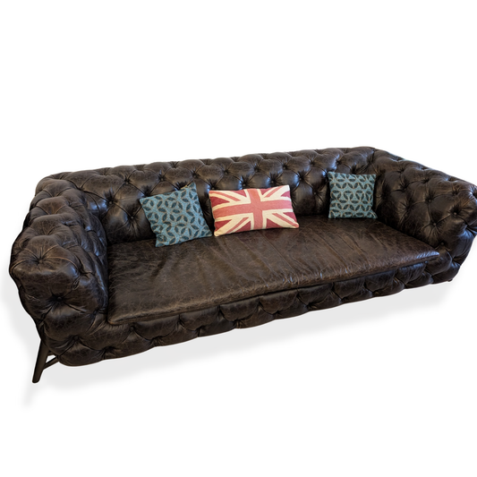 Vintage Dark Brown Chesterfield Style Leather Sofa