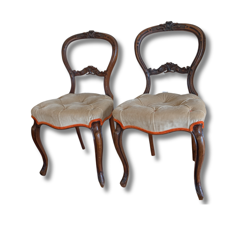 Balloon-Back Chairs With Tufted Upholstery [SOLD]