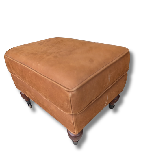Umber Pottery Barn Footstool with Rolling Feet