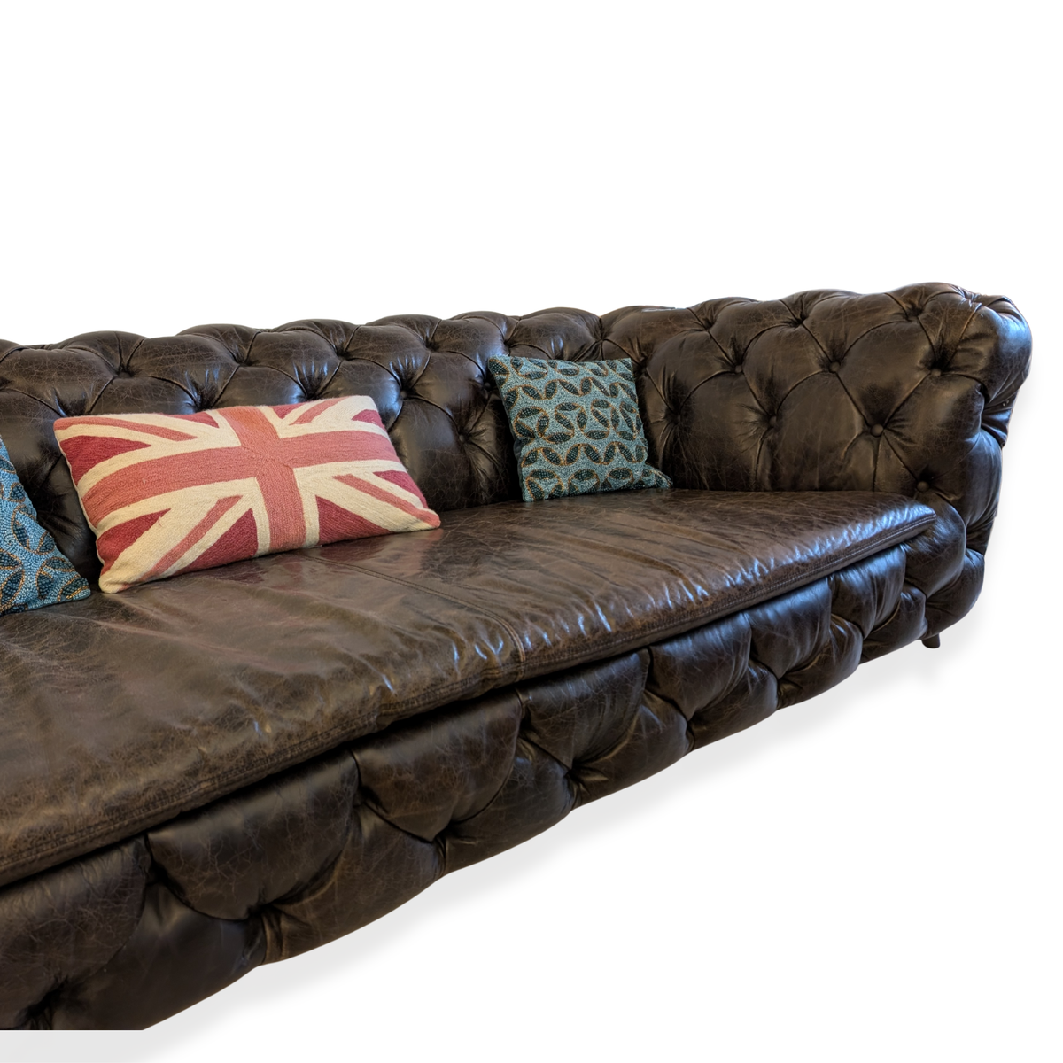 Vintage Dark Brown Chesterfield Style Leather Sofa