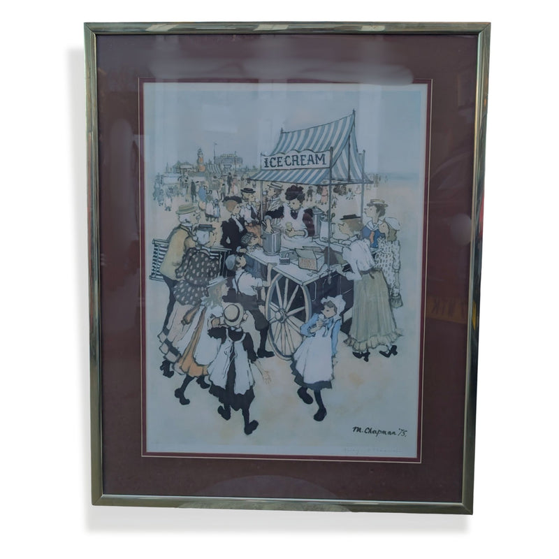 Framed “Ice Cream Cart” Print – M. Chapman (1975)