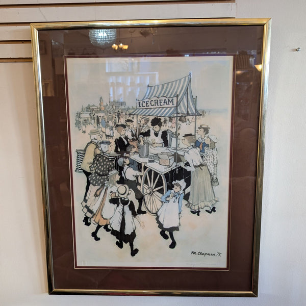 Framed “Ice Cream Cart” Print – M. Chapman (1975)