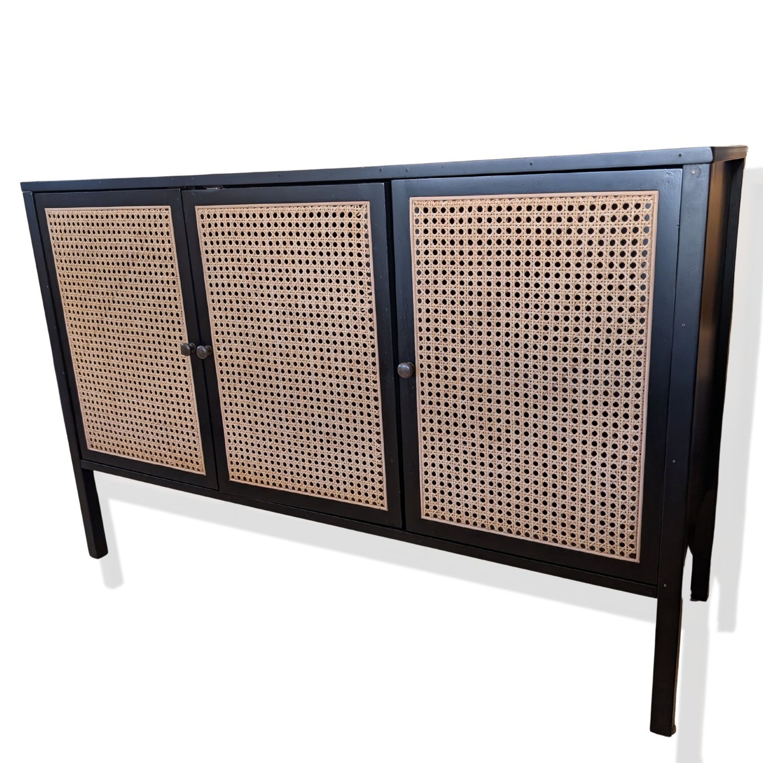 Black Rattan Sideboard