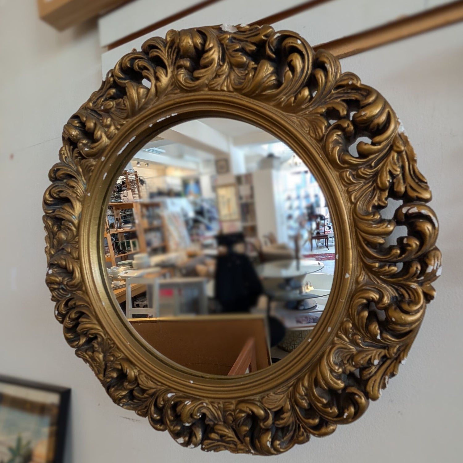 Ornate Round Gilt Framed Wall Mirror