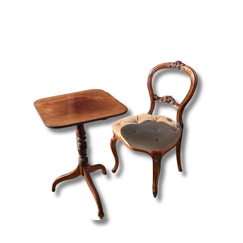Balloon-Back Chairs With Tufted Upholstery [SOLD]
