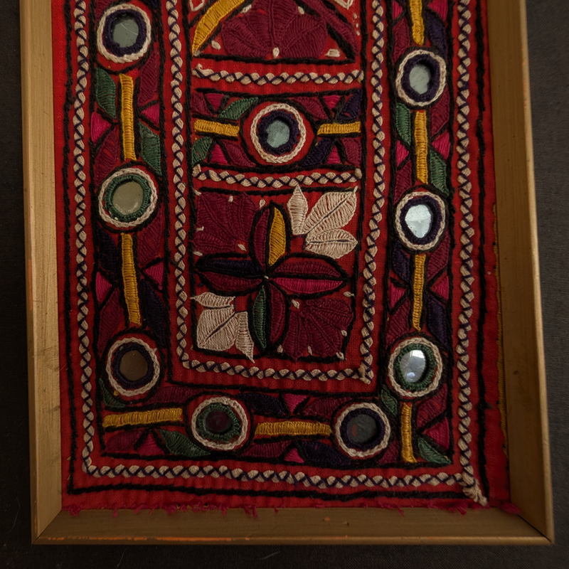 Framed Pakistani Embroidered Textile Wall Hanging