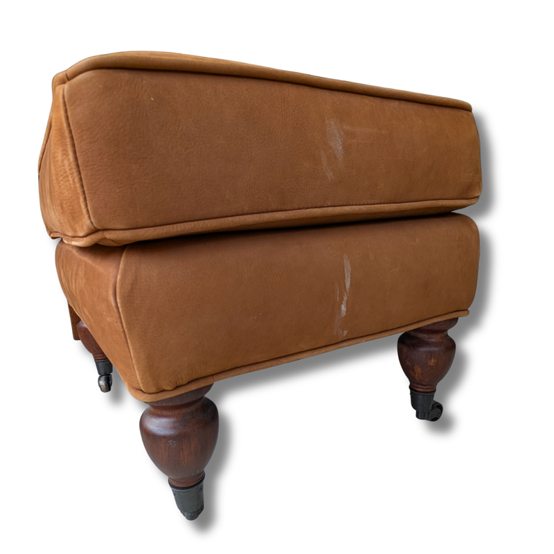 Umber Pottery Barn Footstool with Rolling Feet
