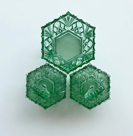 Art Deco Style Green Glass Ornament Set
