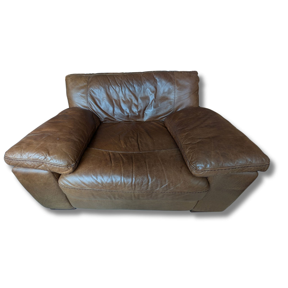 Worn-Leather Armchair