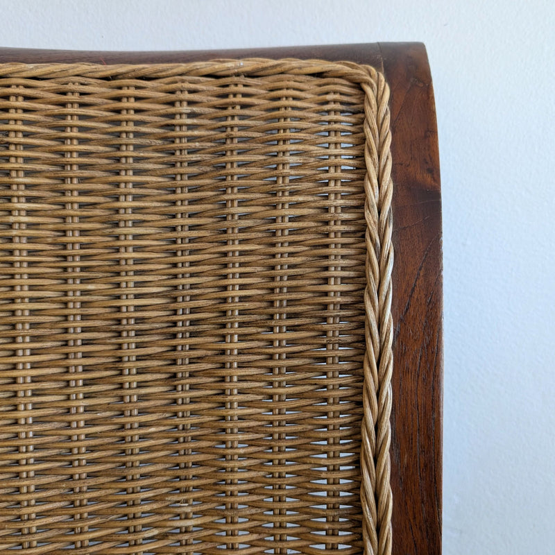 Set Of Four Designer Teak Dining Chairs With Woven Seats