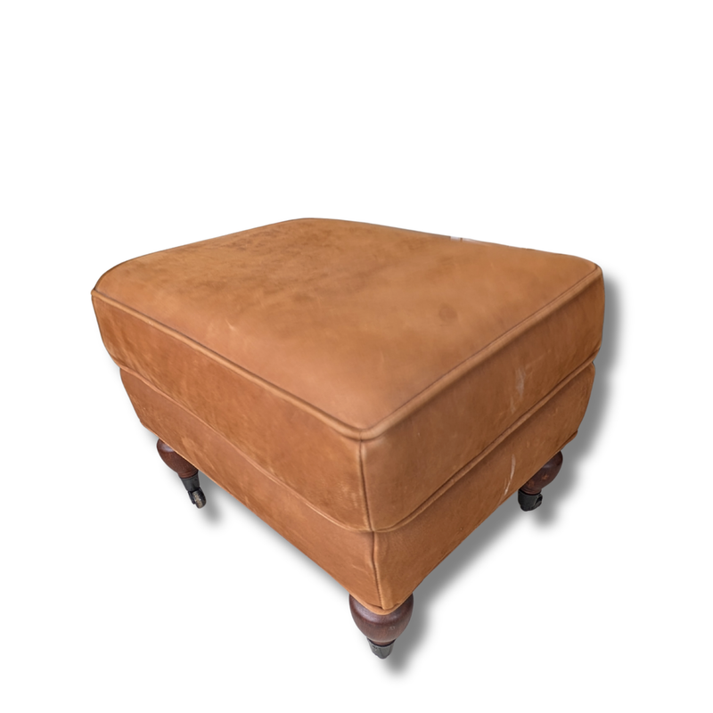 Umber Pottery Barn Footstool with Rolling Feet