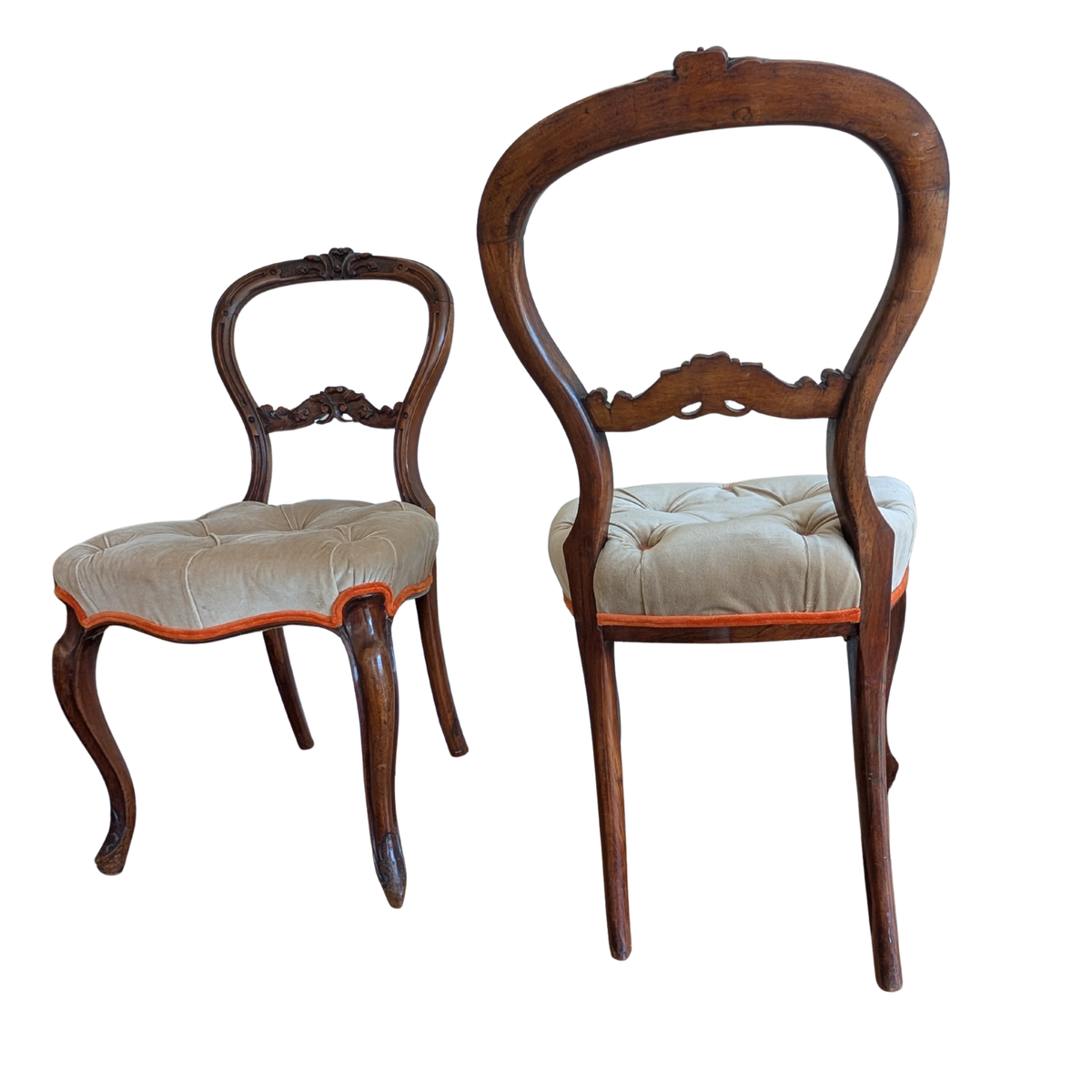 Balloon-Back Chairs With Tufted Upholstery [SOLD]