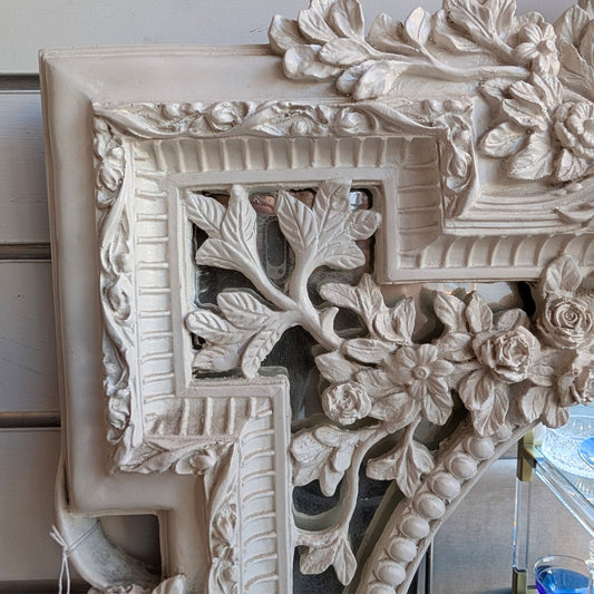 Decorative White Wooden Mirror