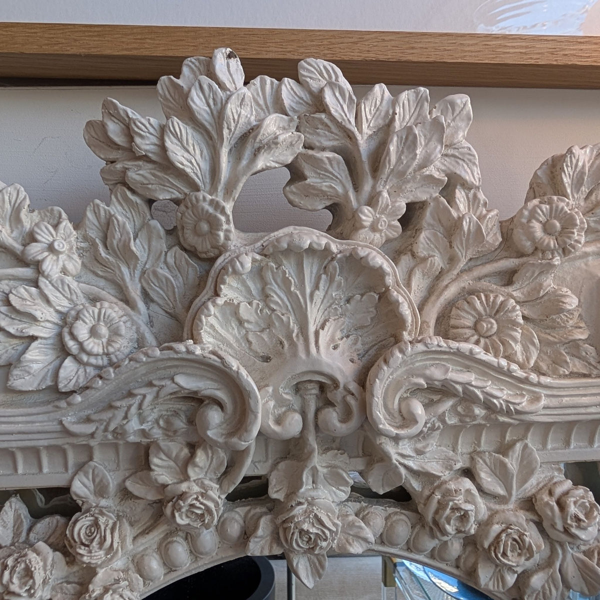 Decorative White Wooden Mirror