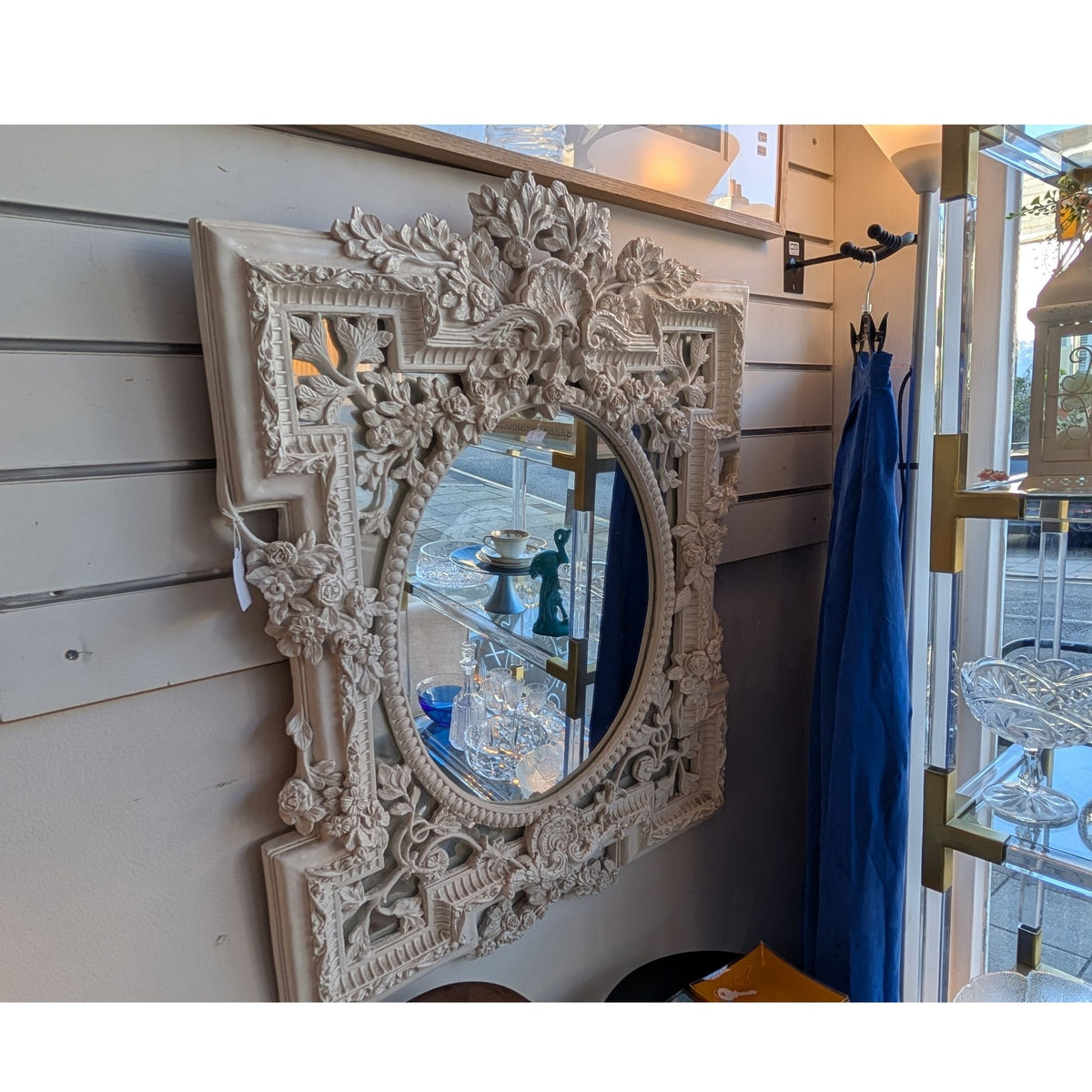Decorative White Wooden Mirror