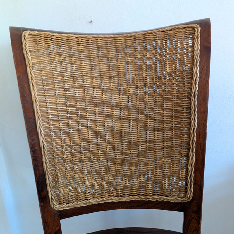 Set Of Four Designer Teak Dining Chairs With Woven Seats